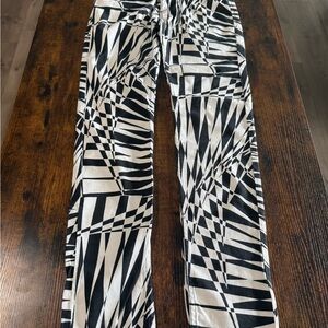 Versace Black and White Geometric Pattern Pants